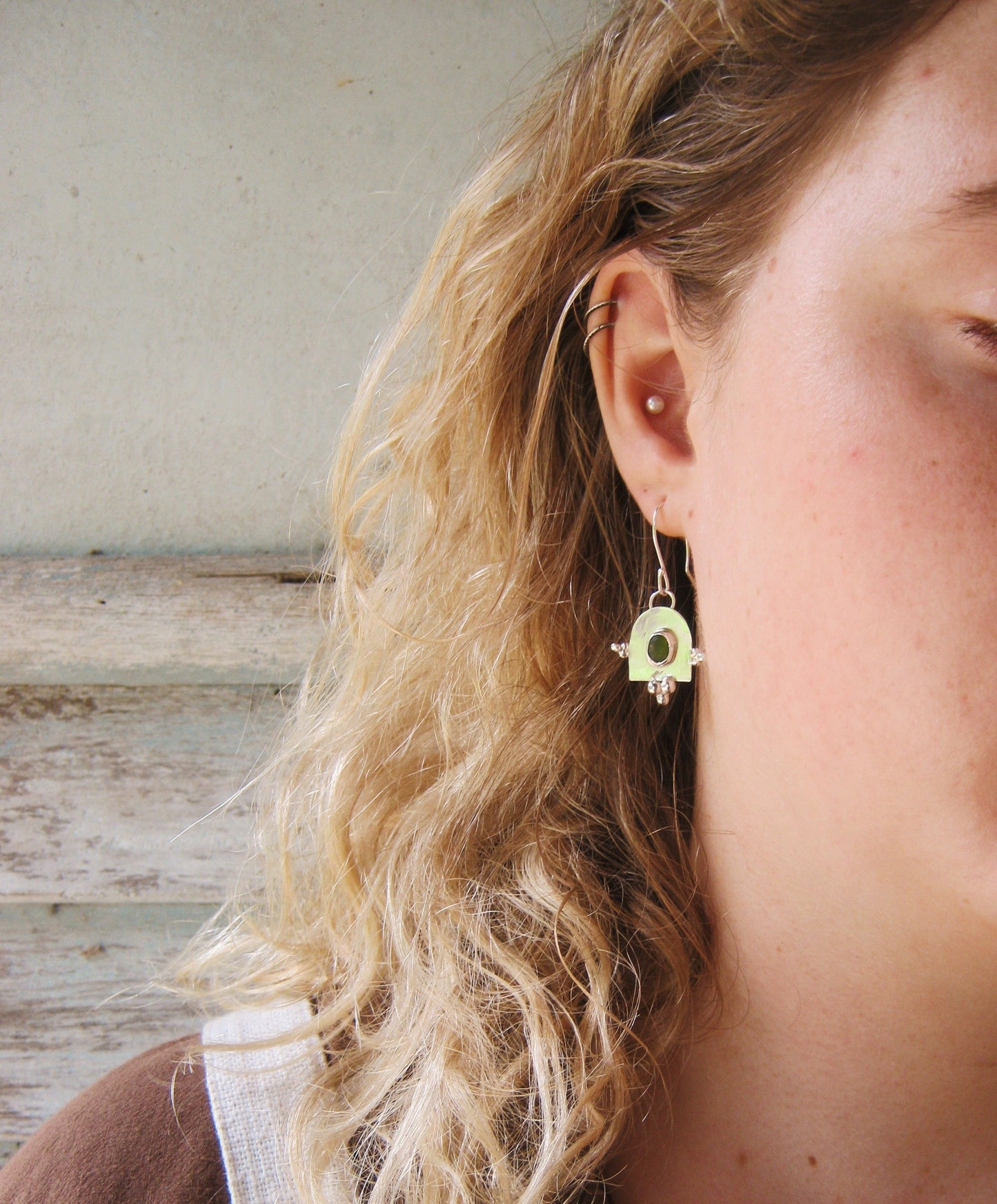 Olive arch earring
