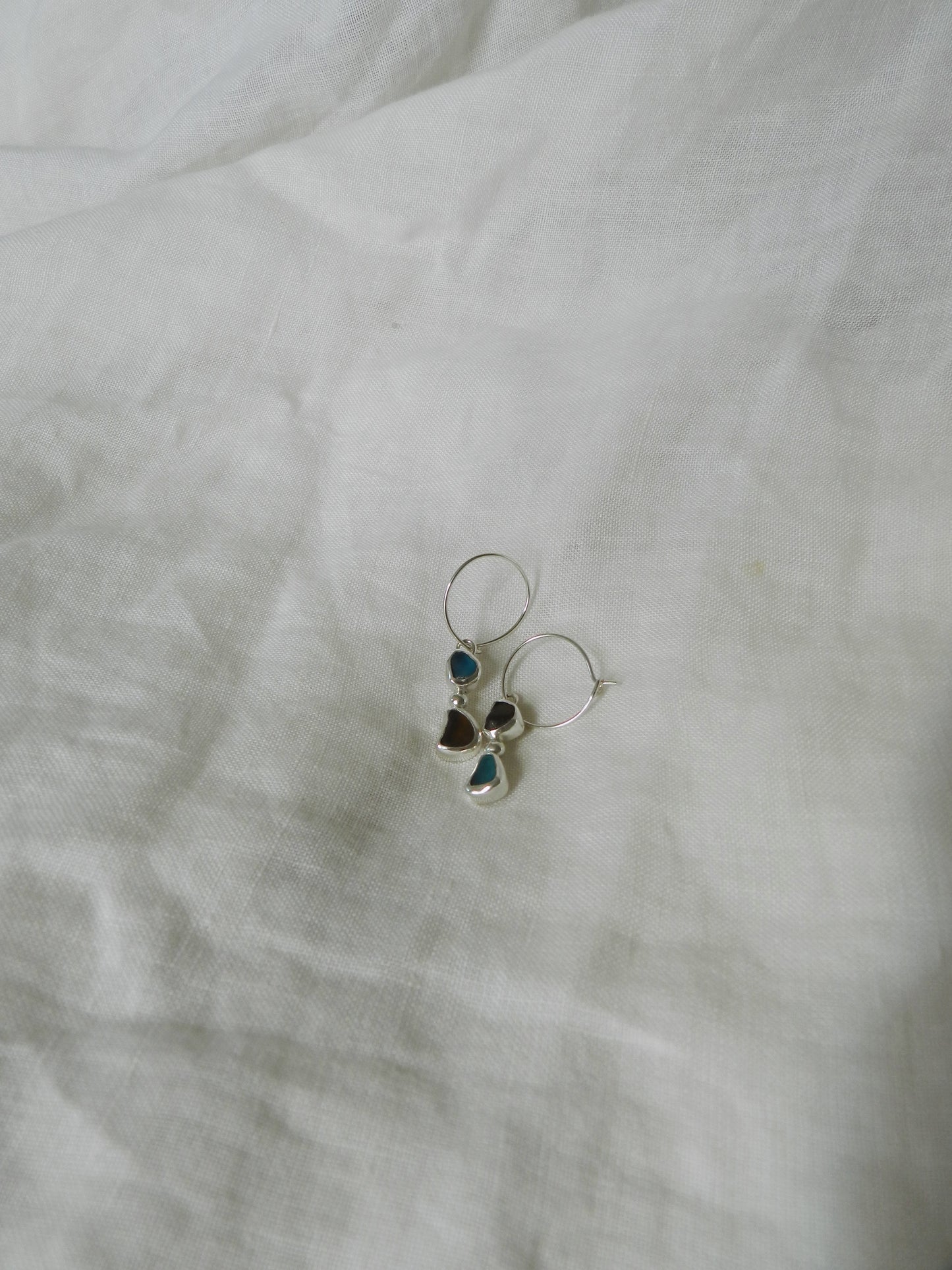 Asymmetrical Seaglass Hoops
