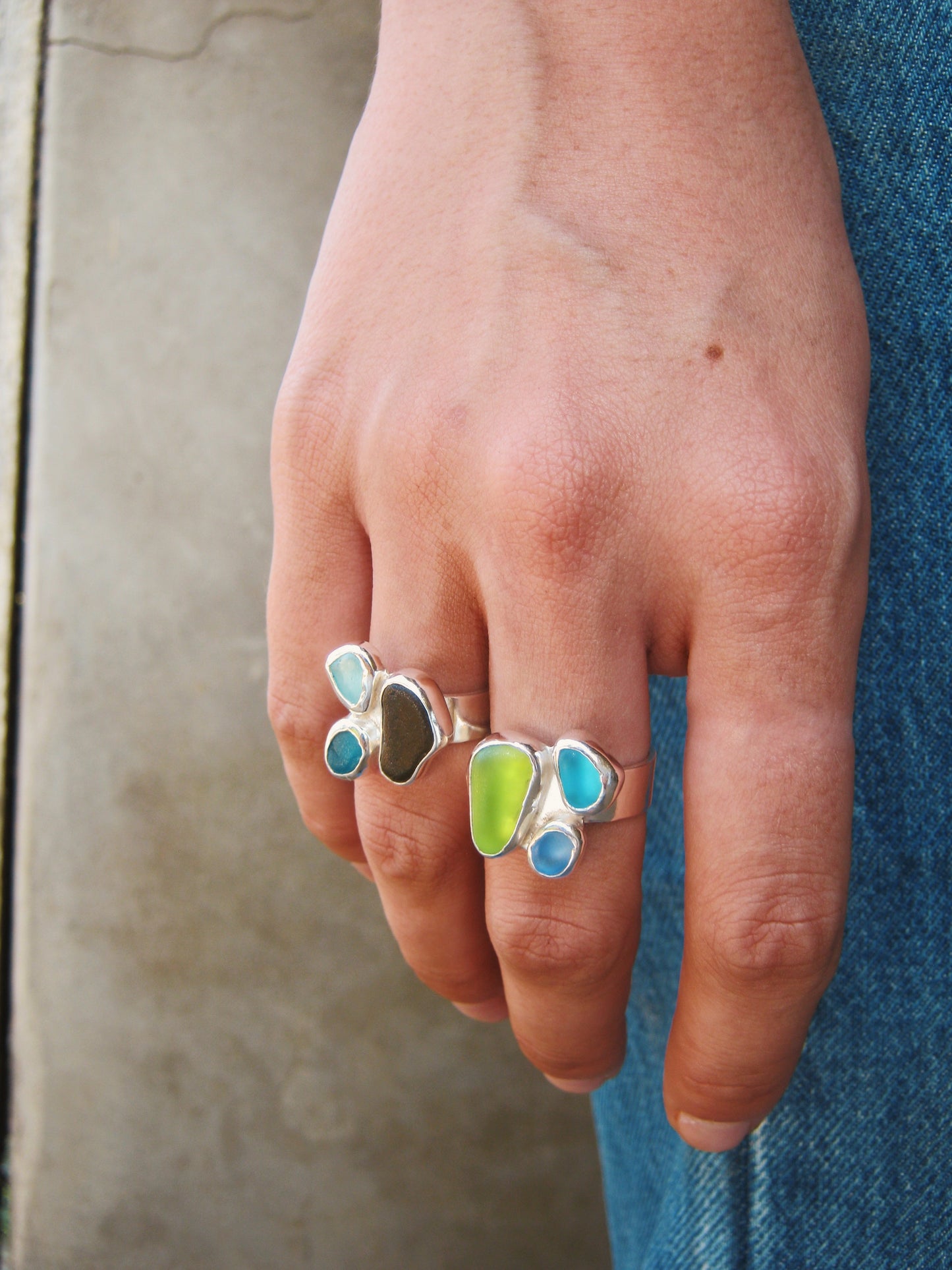 Seaglass cluster ring