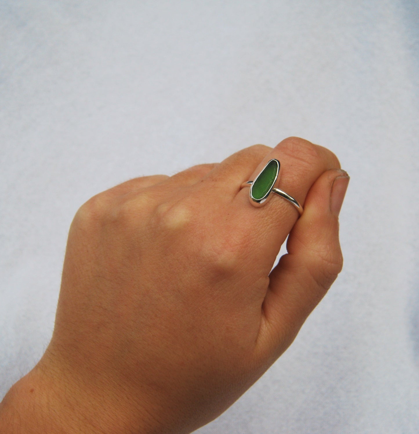 Foliage seaglass ring