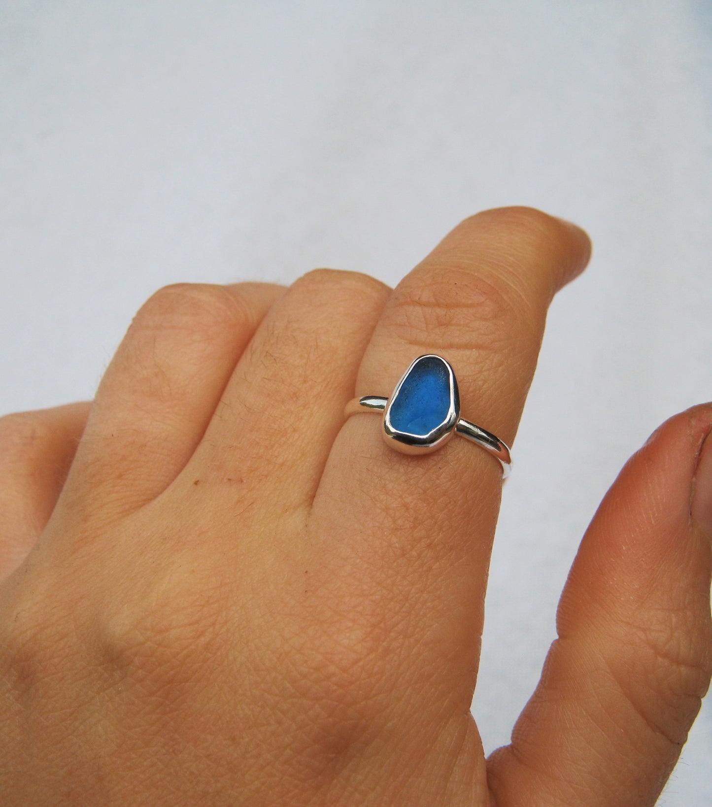 Cobalt seaglass ring