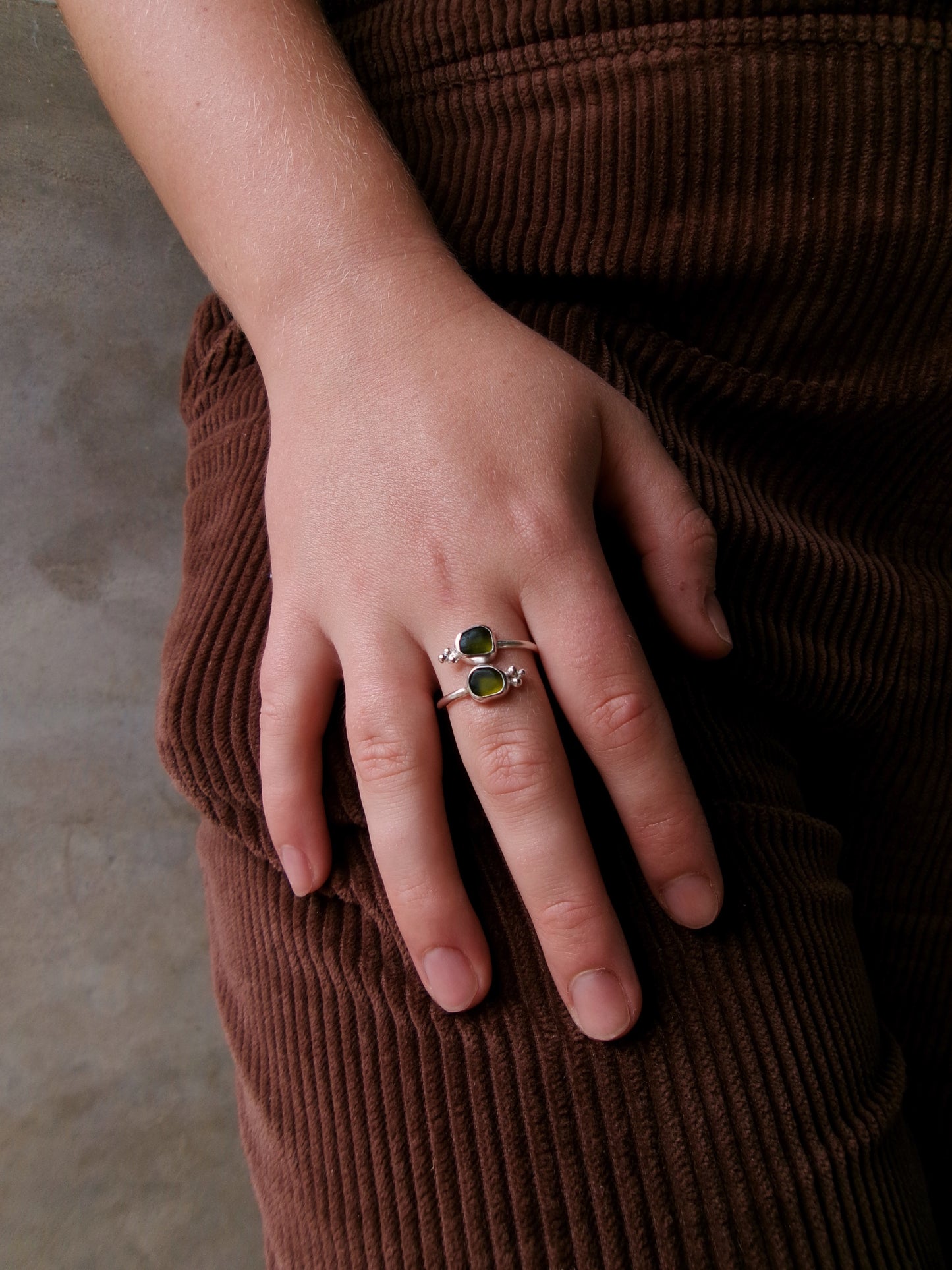 Dotted Olive Wrap Ring