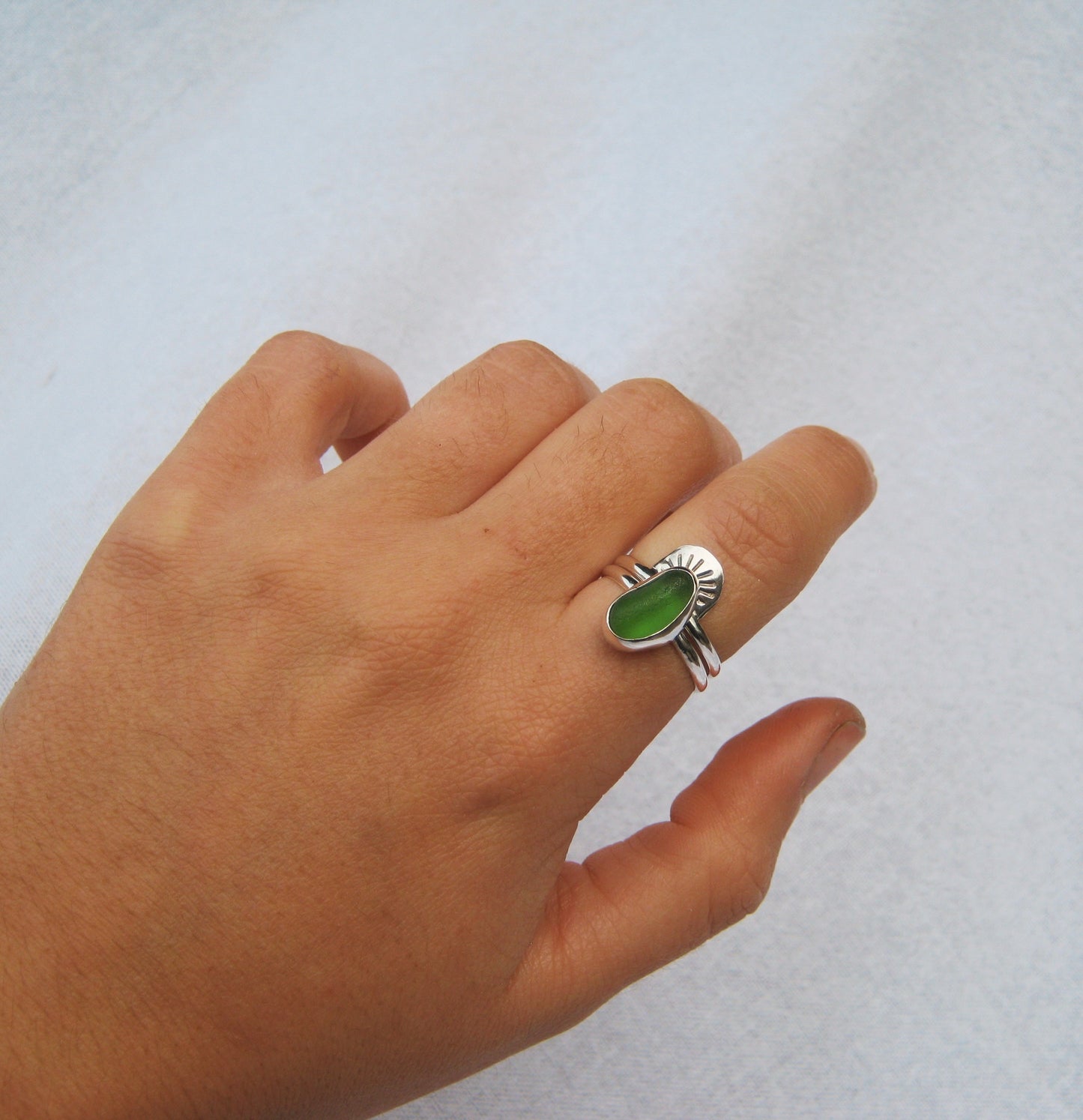 Foliage seaglass ring