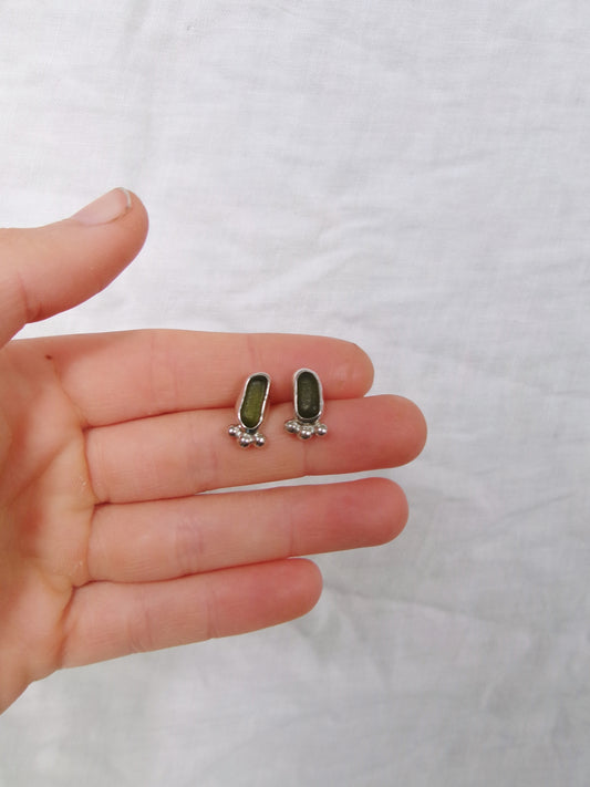 Olive dotty studs