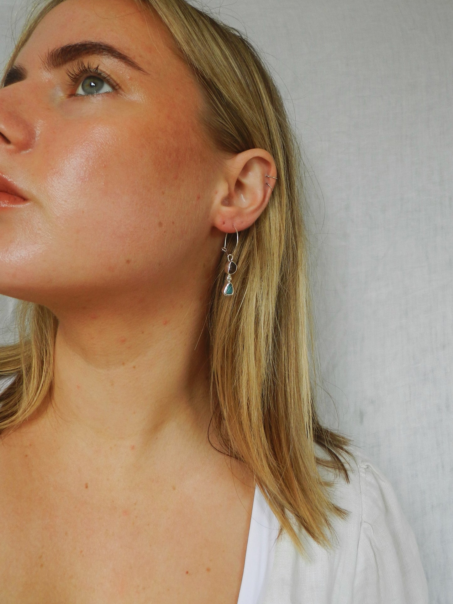 Asymmetrical Seaglass Hoops