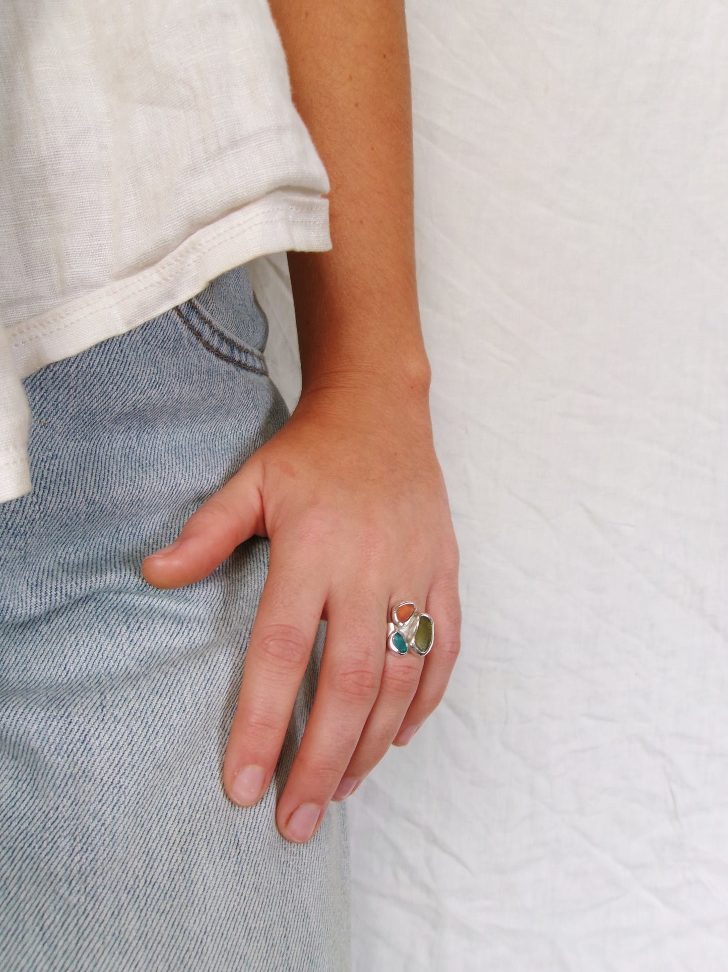 Seaglass Cluster Ring