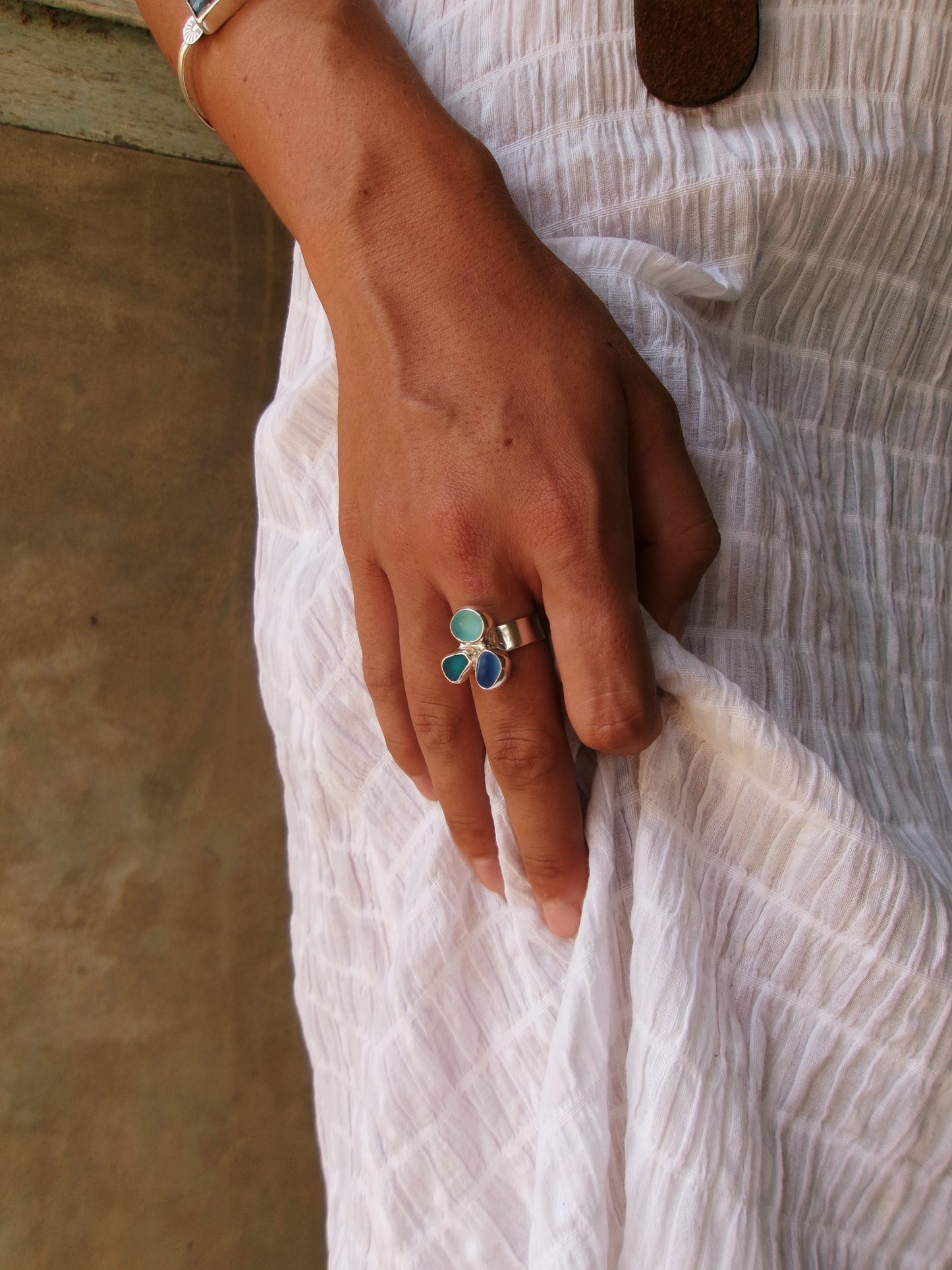 Seaglass Cluster Ring