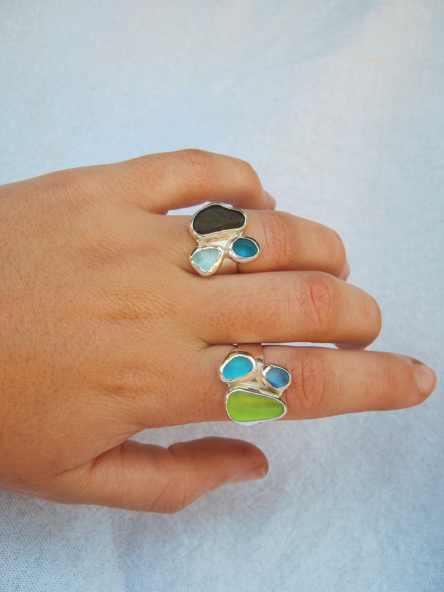 Seaglass cluster ring