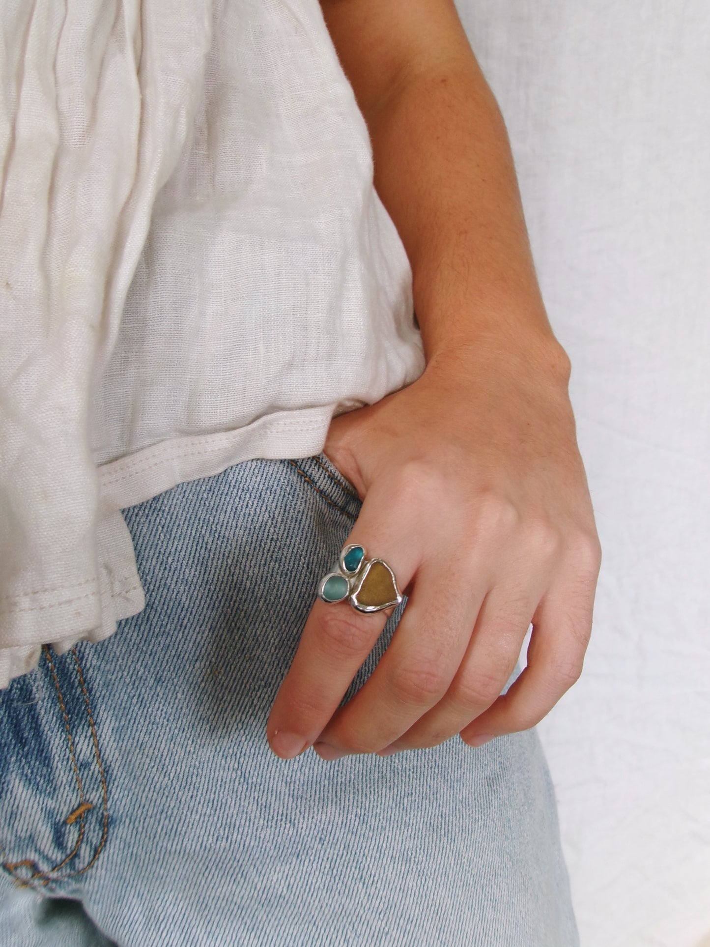 Seaglass Cluster Ring