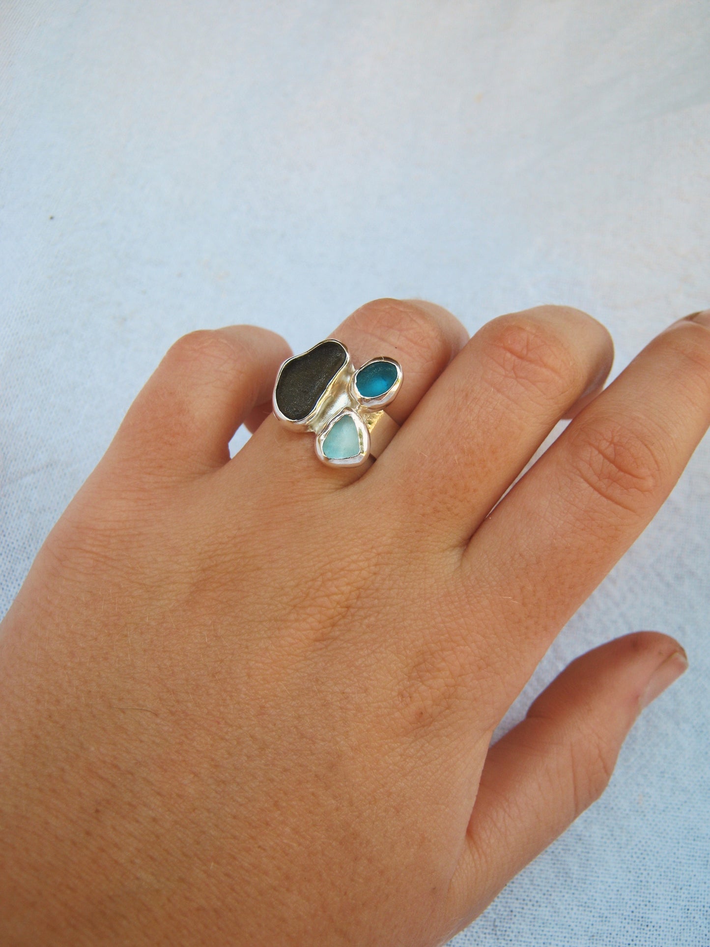 Seaglass cluster ring