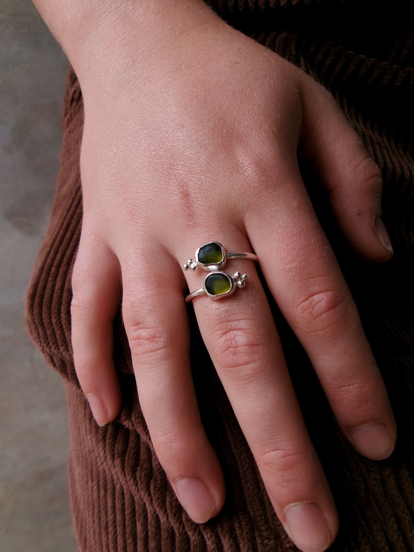 Dotted Olive Wrap Ring