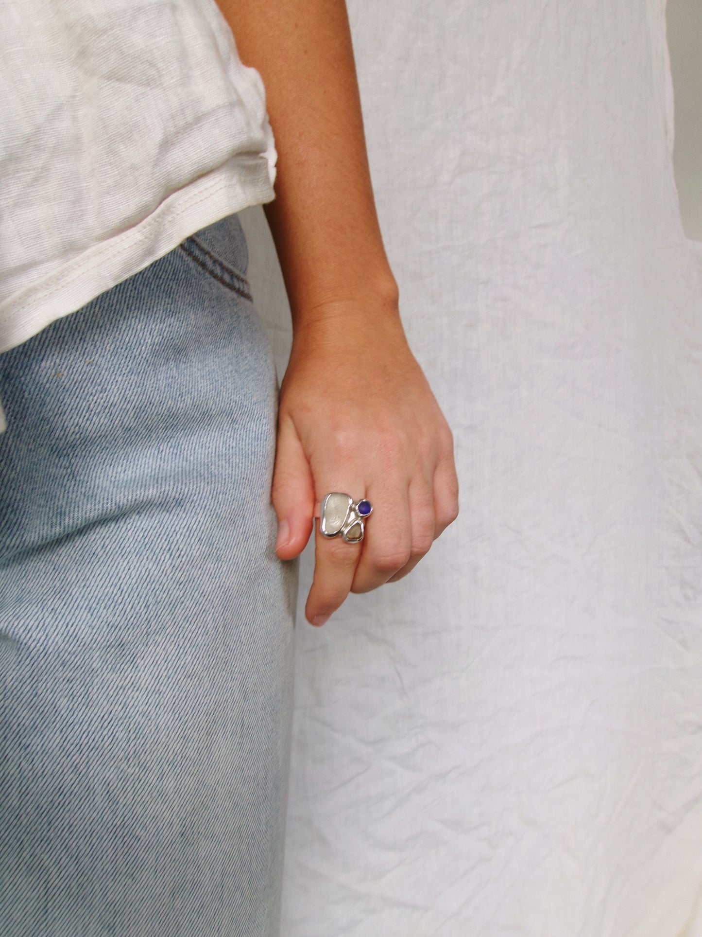 Seaglass Cluster Ring