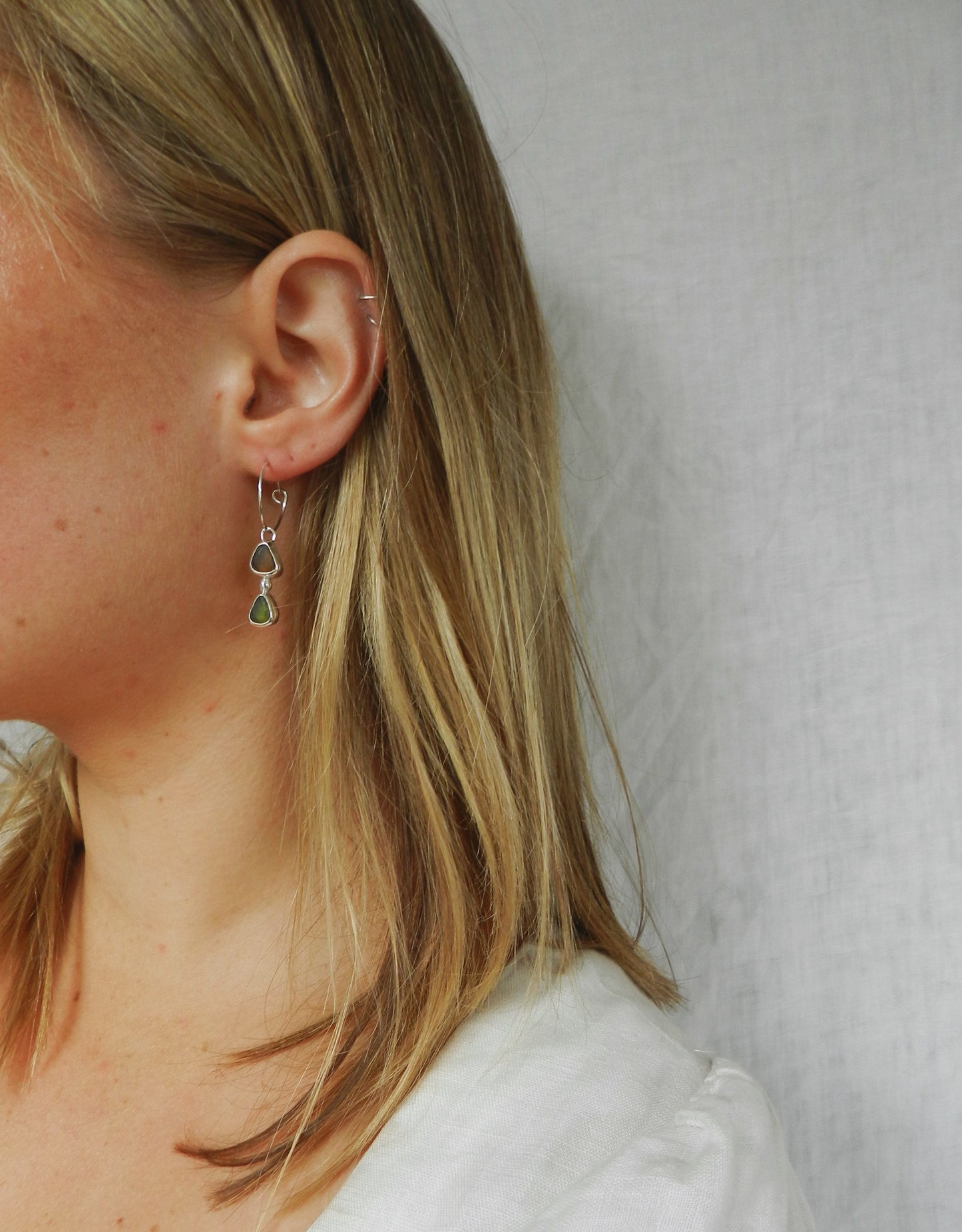 Asymmetrical Seaglass Hoops