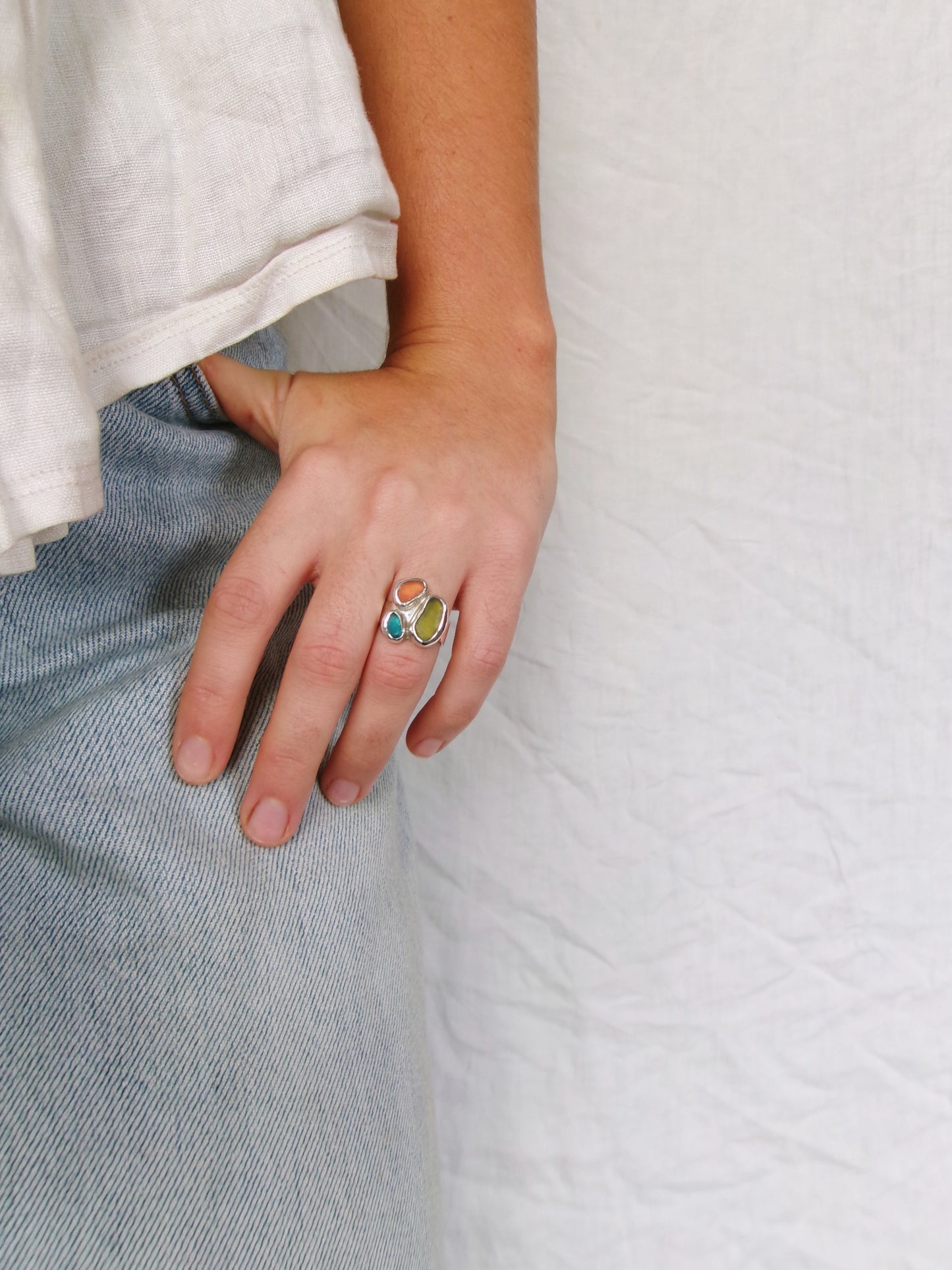 Seaglass Cluster Ring
