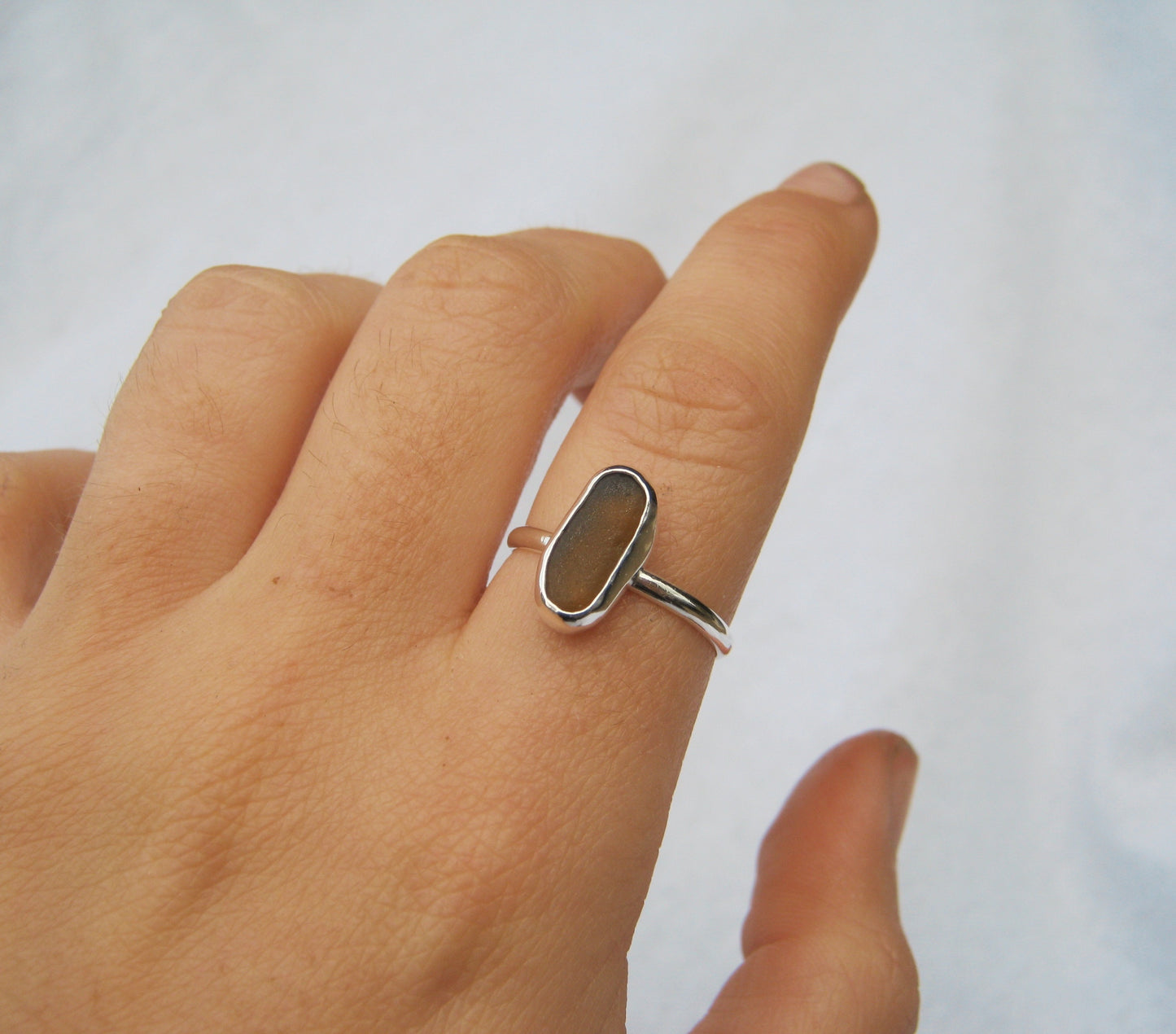 Umber seaglass ring