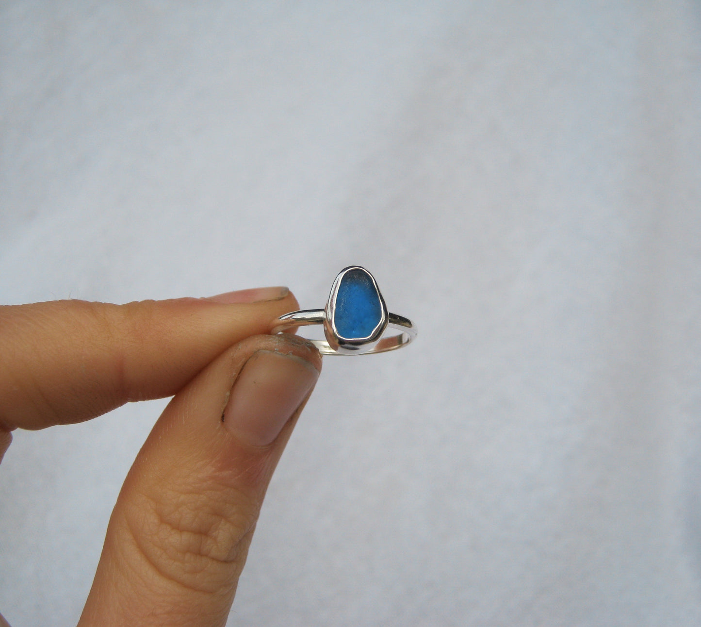 Cobalt seaglass ring