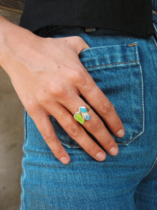 Seaglass cluster ring