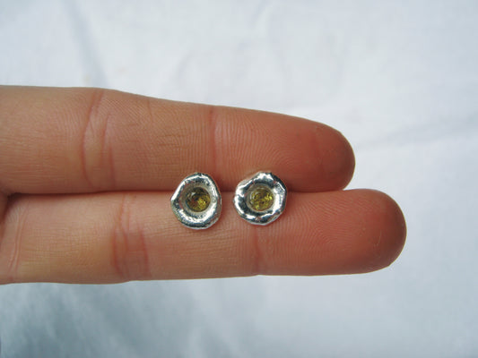 Peridot coin studs