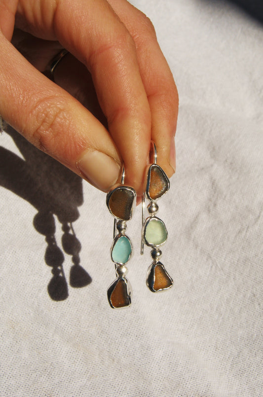 Seaglass dotted dangles