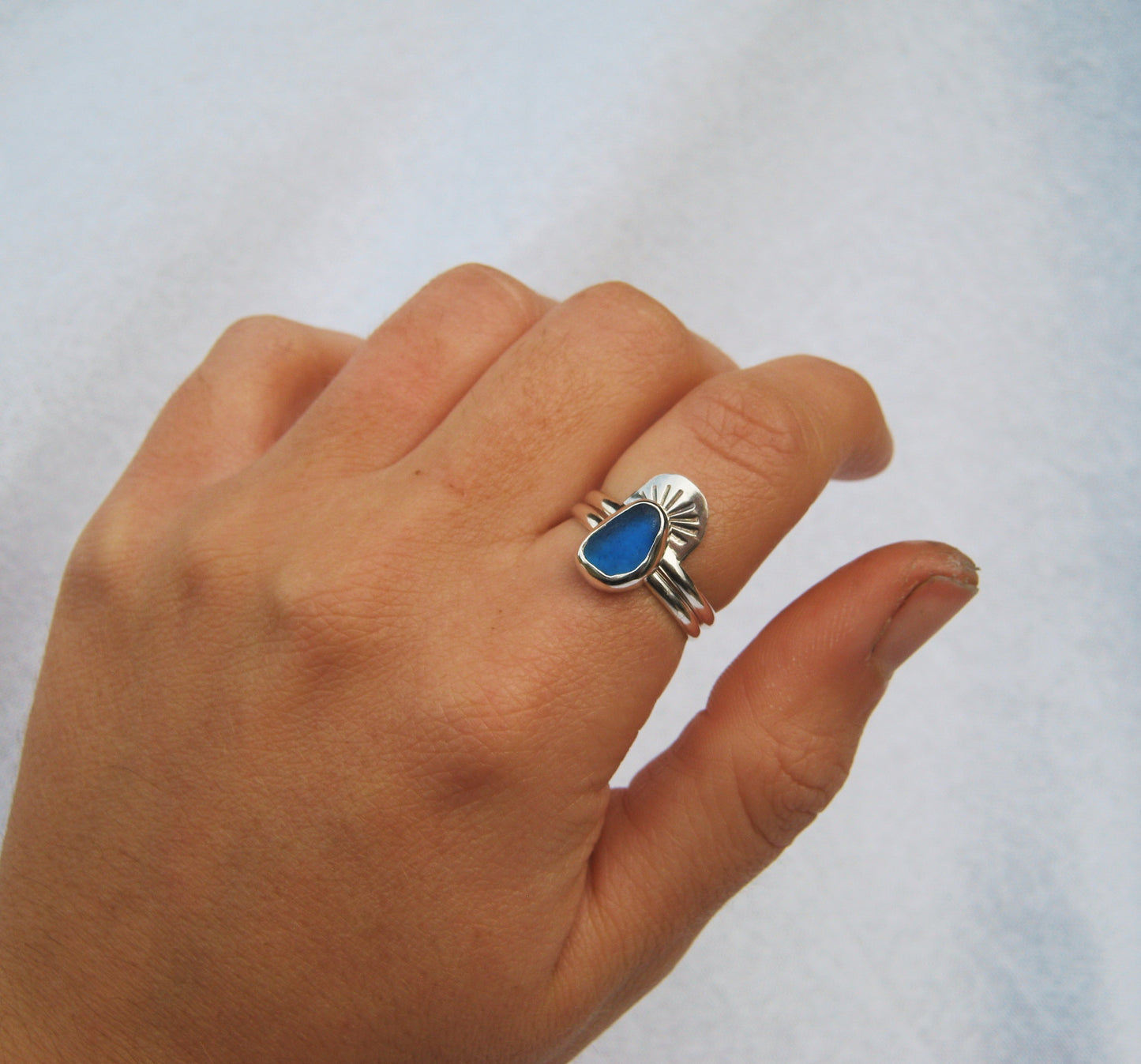 Cobalt seaglass ring