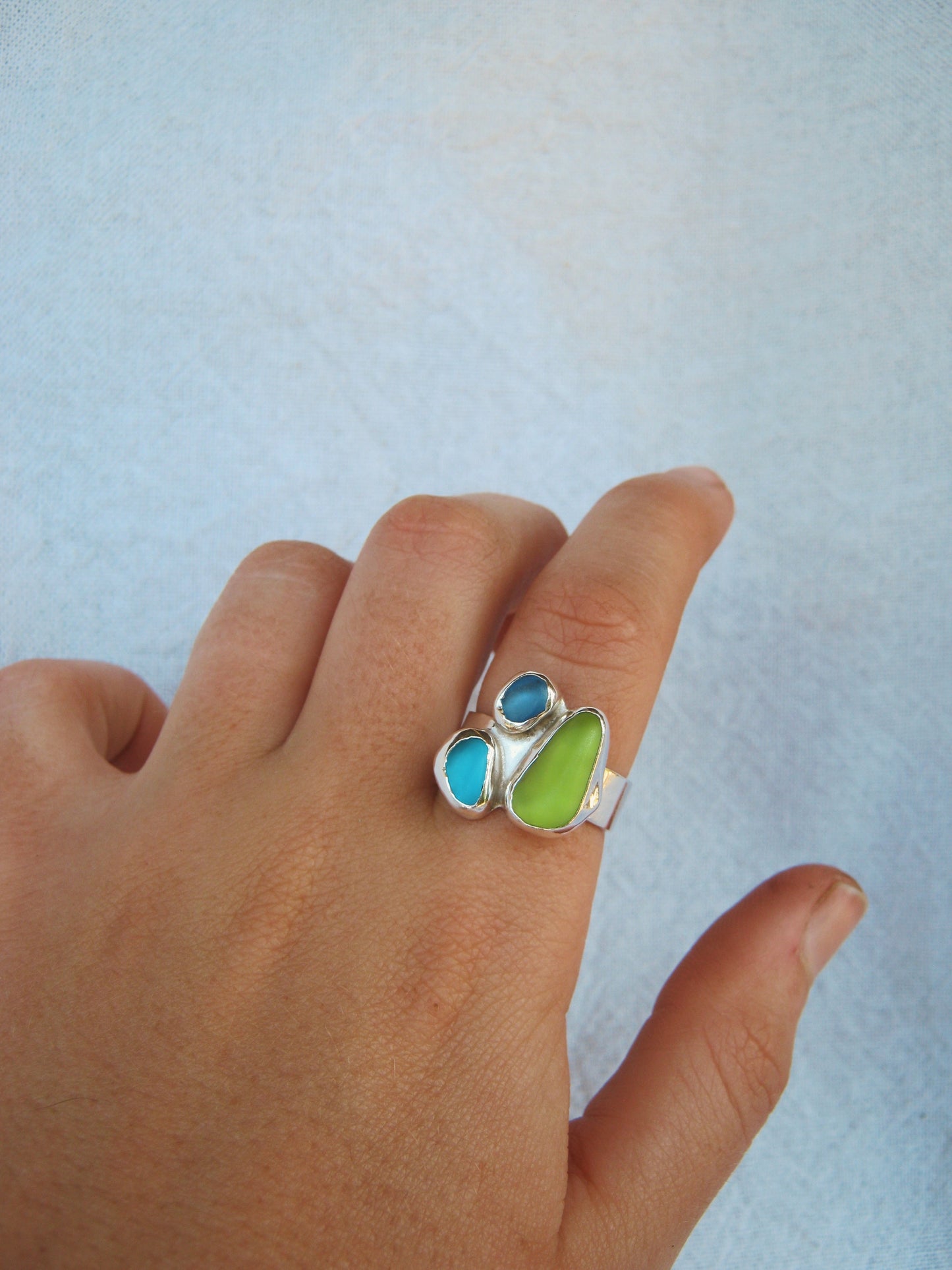 Seaglass cluster ring