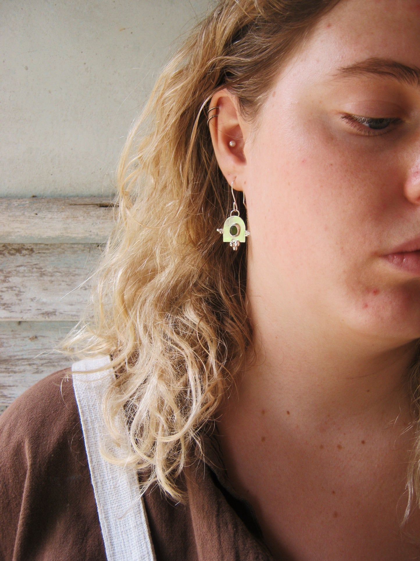 Olive arch earring