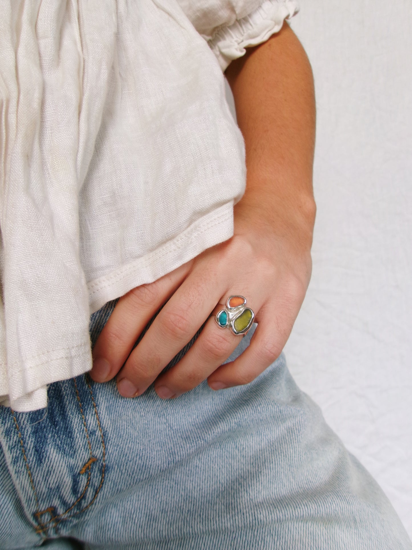 Seaglass Cluster Ring