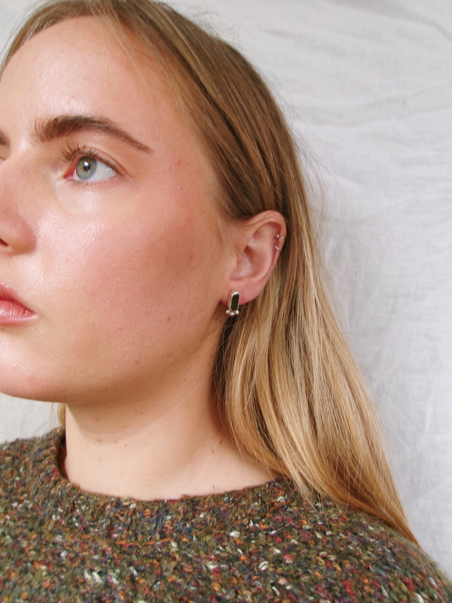 Olive dotty studs