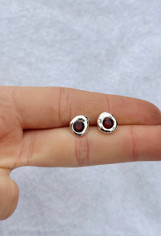 Ruby coin studs