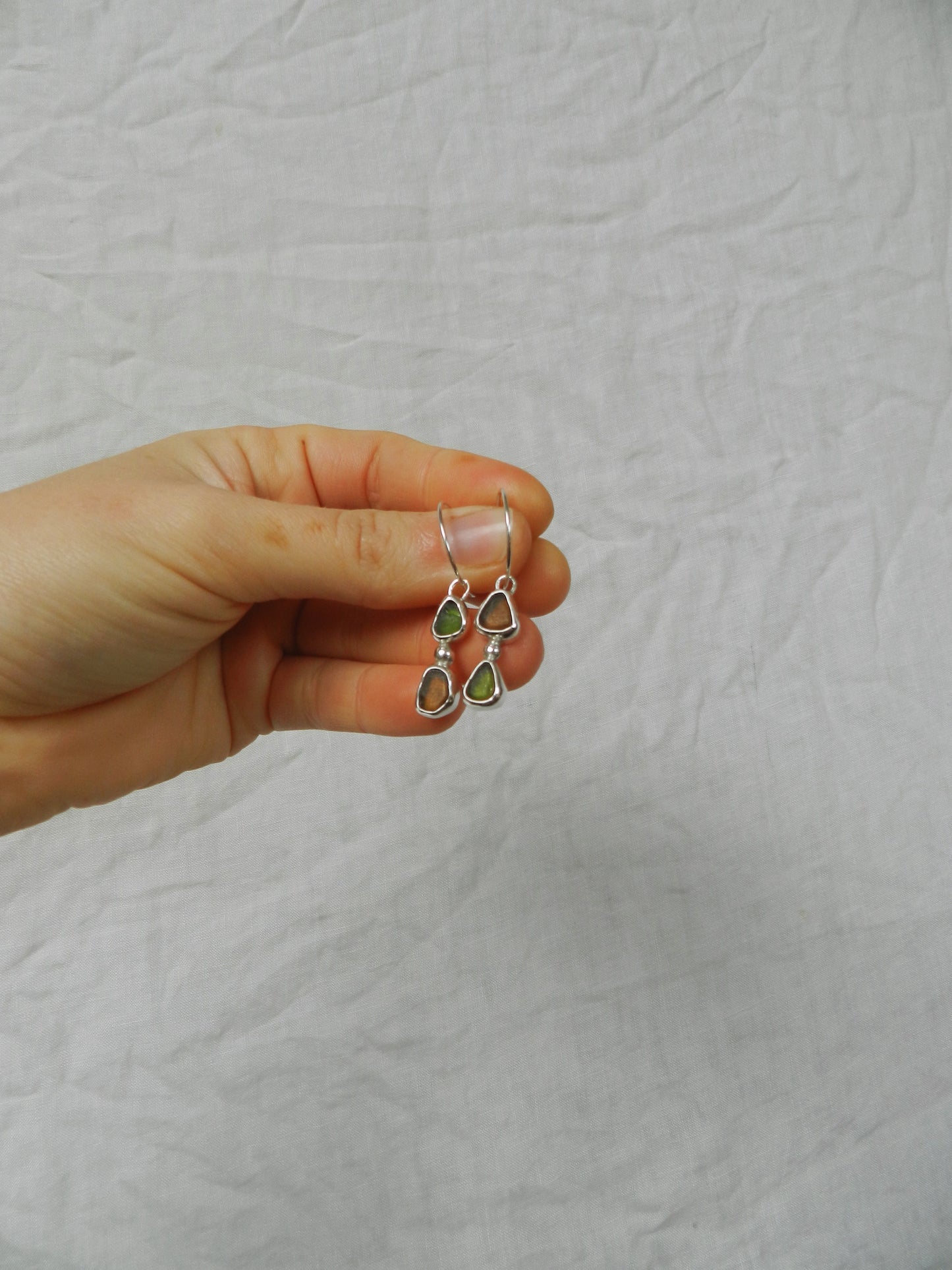 Asymmetrical Seaglass Hoops