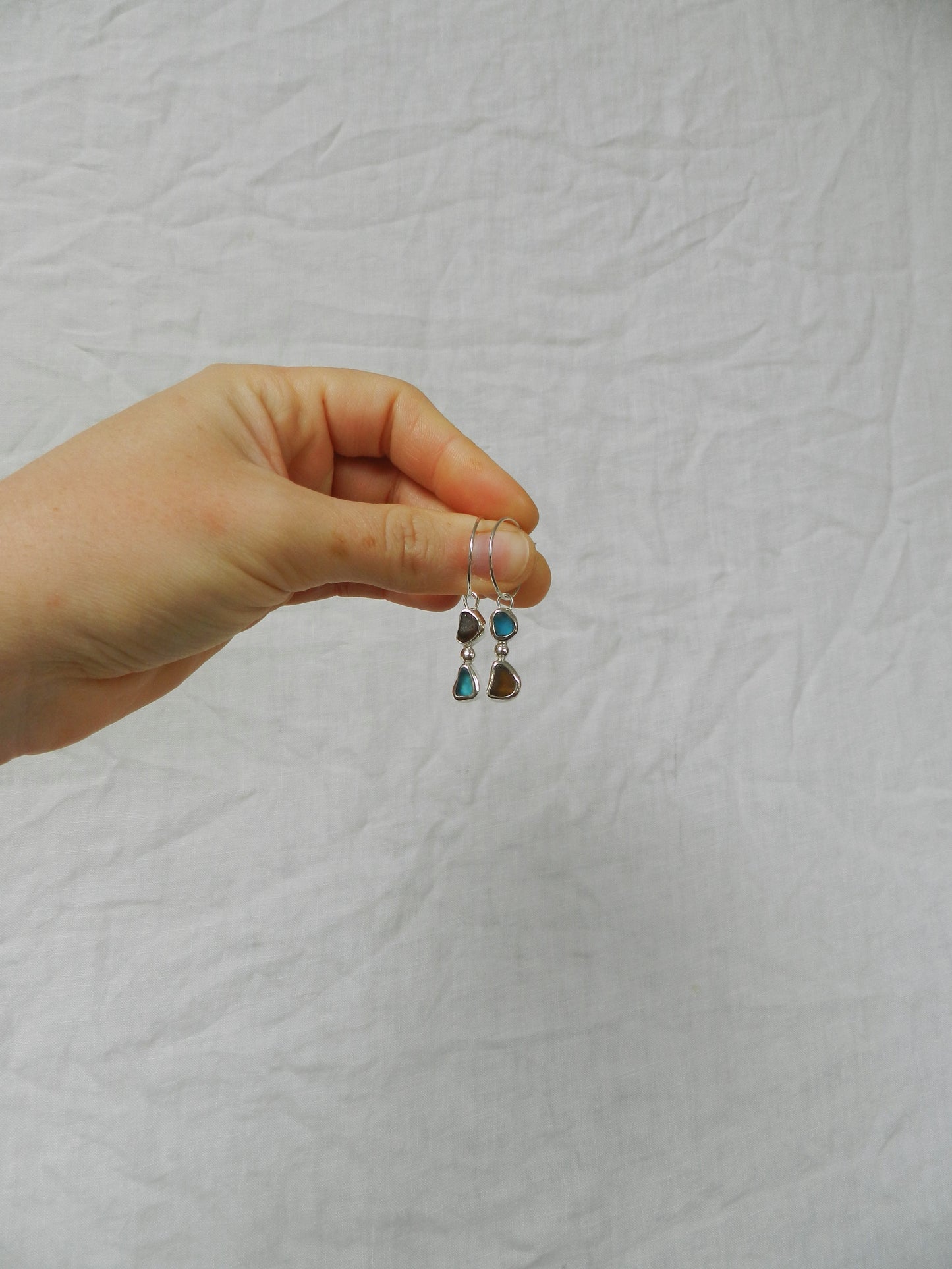 Asymmetrical Seaglass Hoops