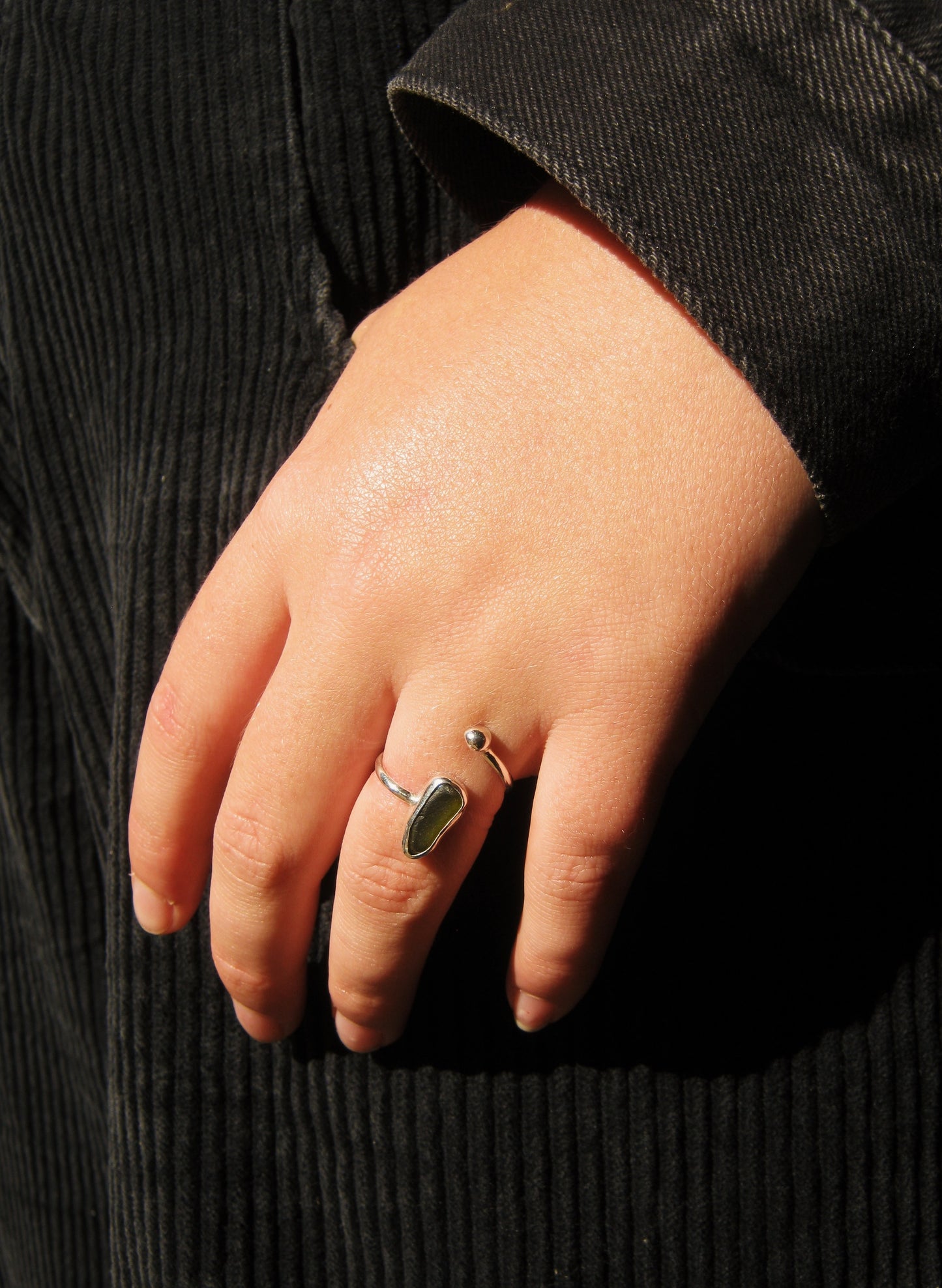 Olive dotted wrap ring