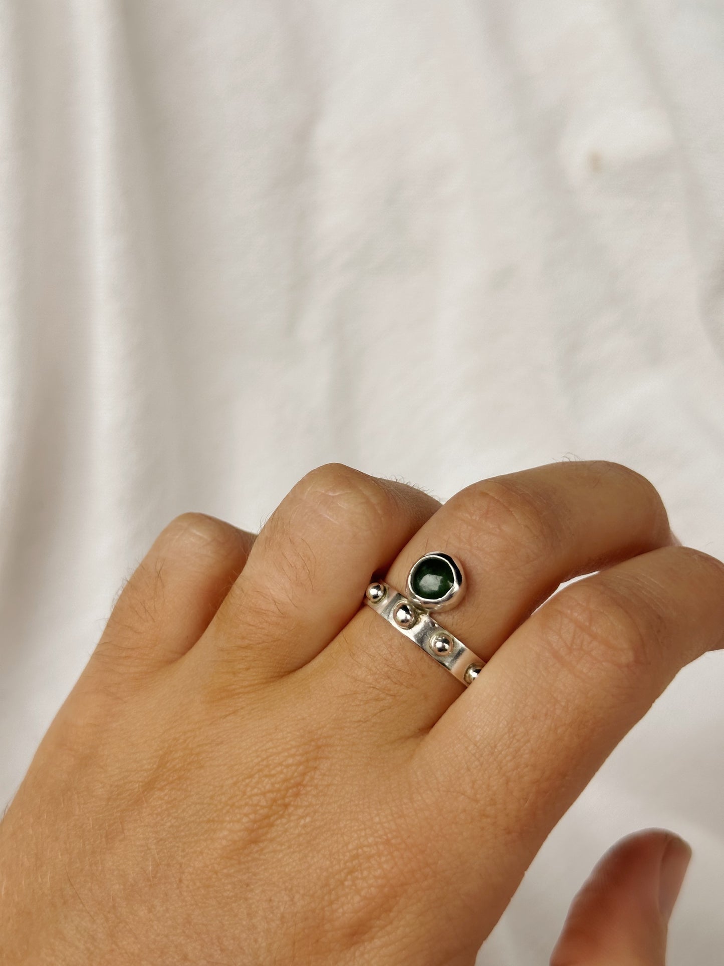 Dotted jade ring