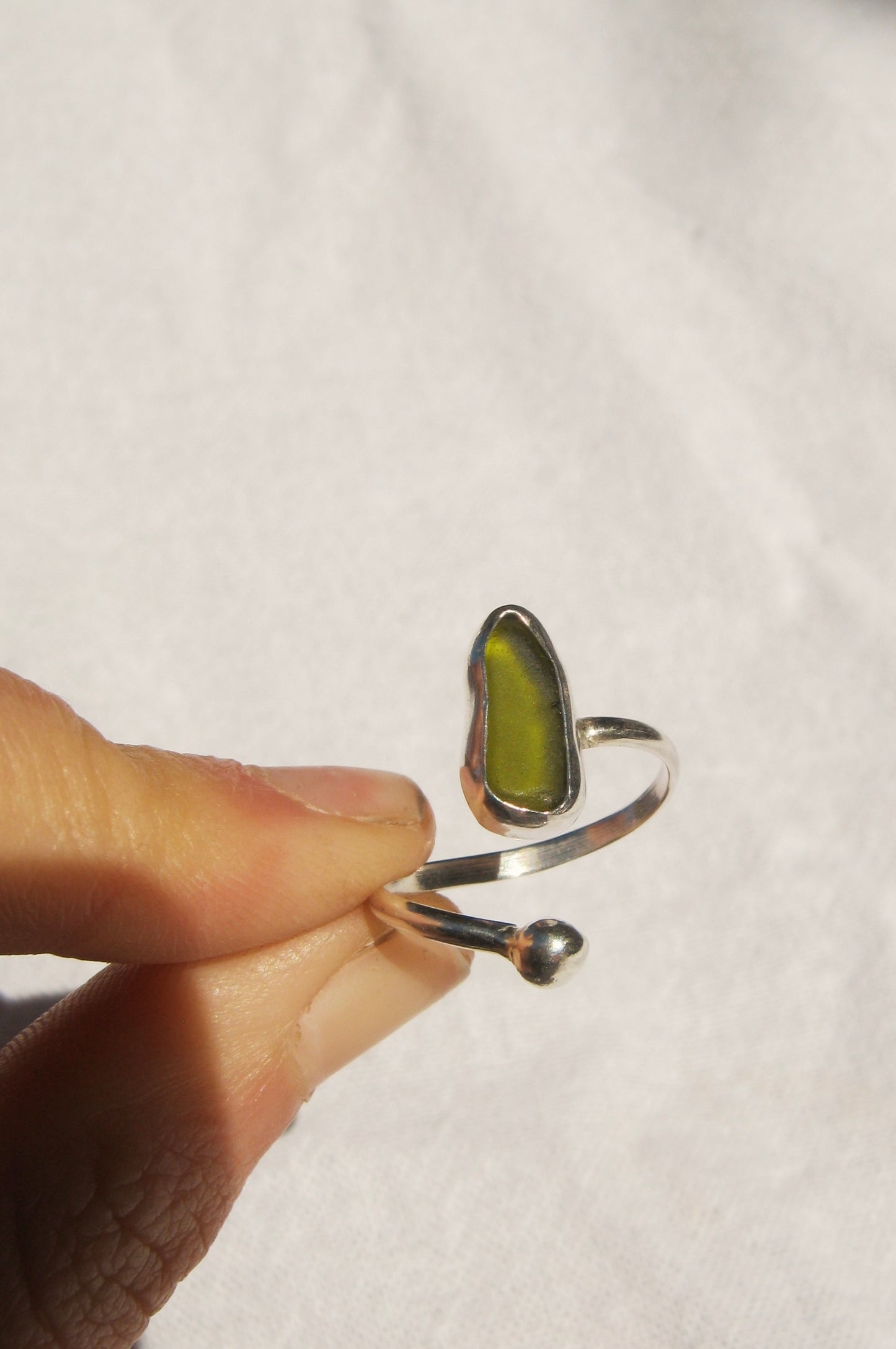 Olive dotted wrap ring