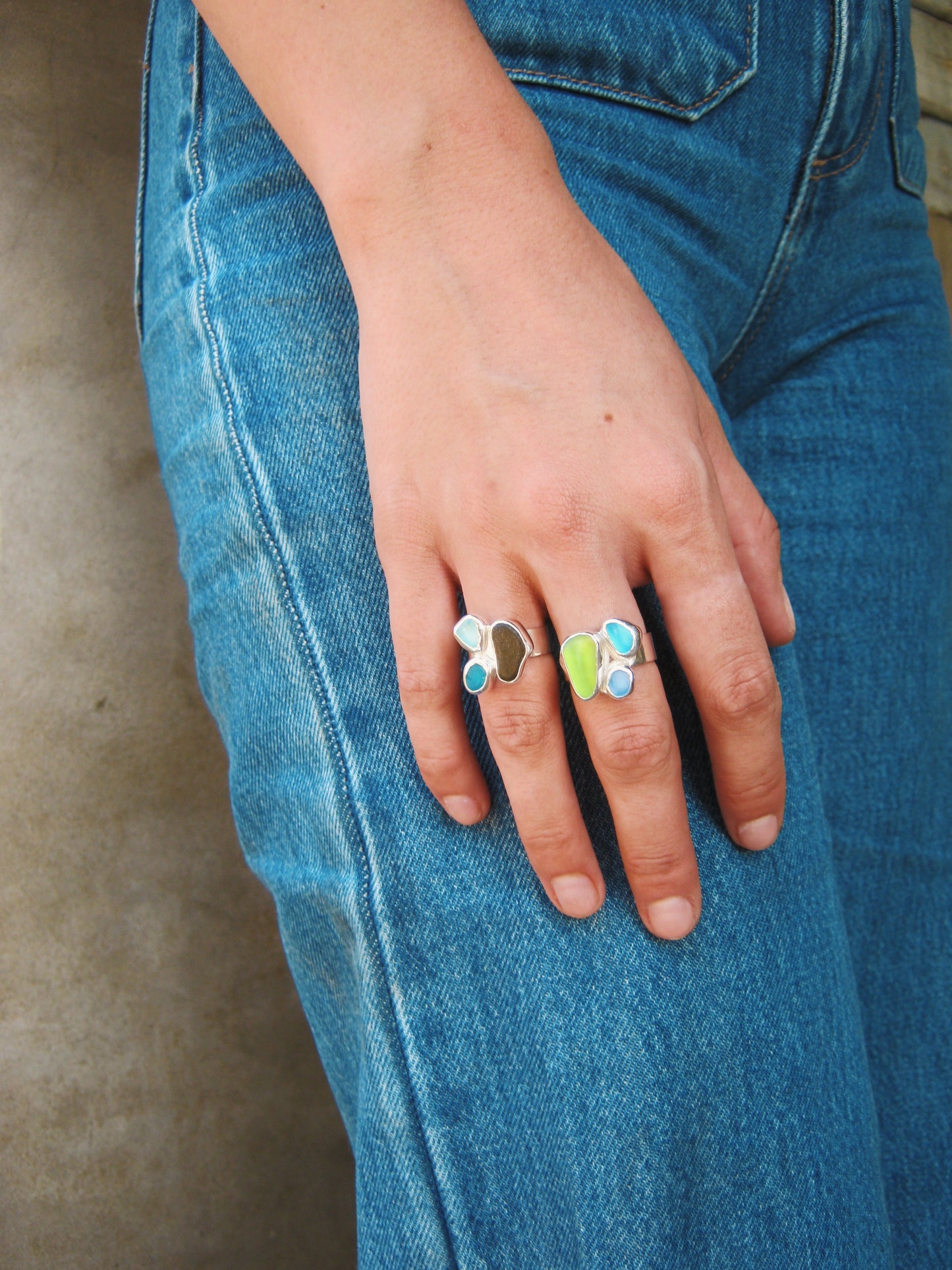 Seaglass cluster ring