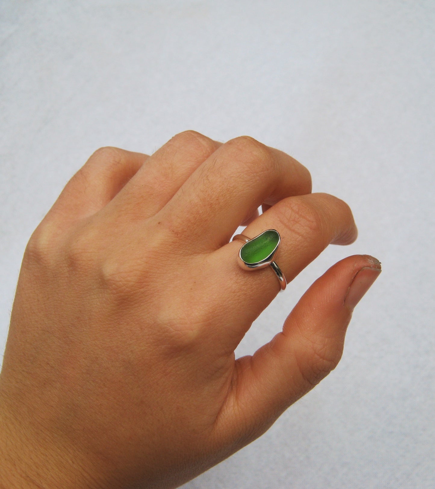 Foliage seaglass ring