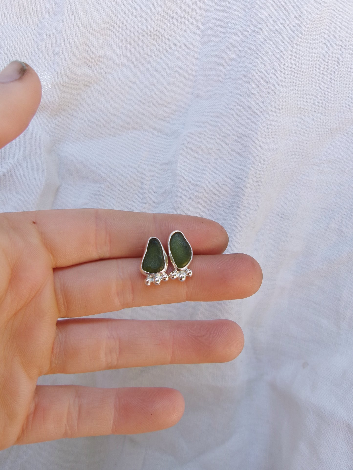 Olive dotty studs