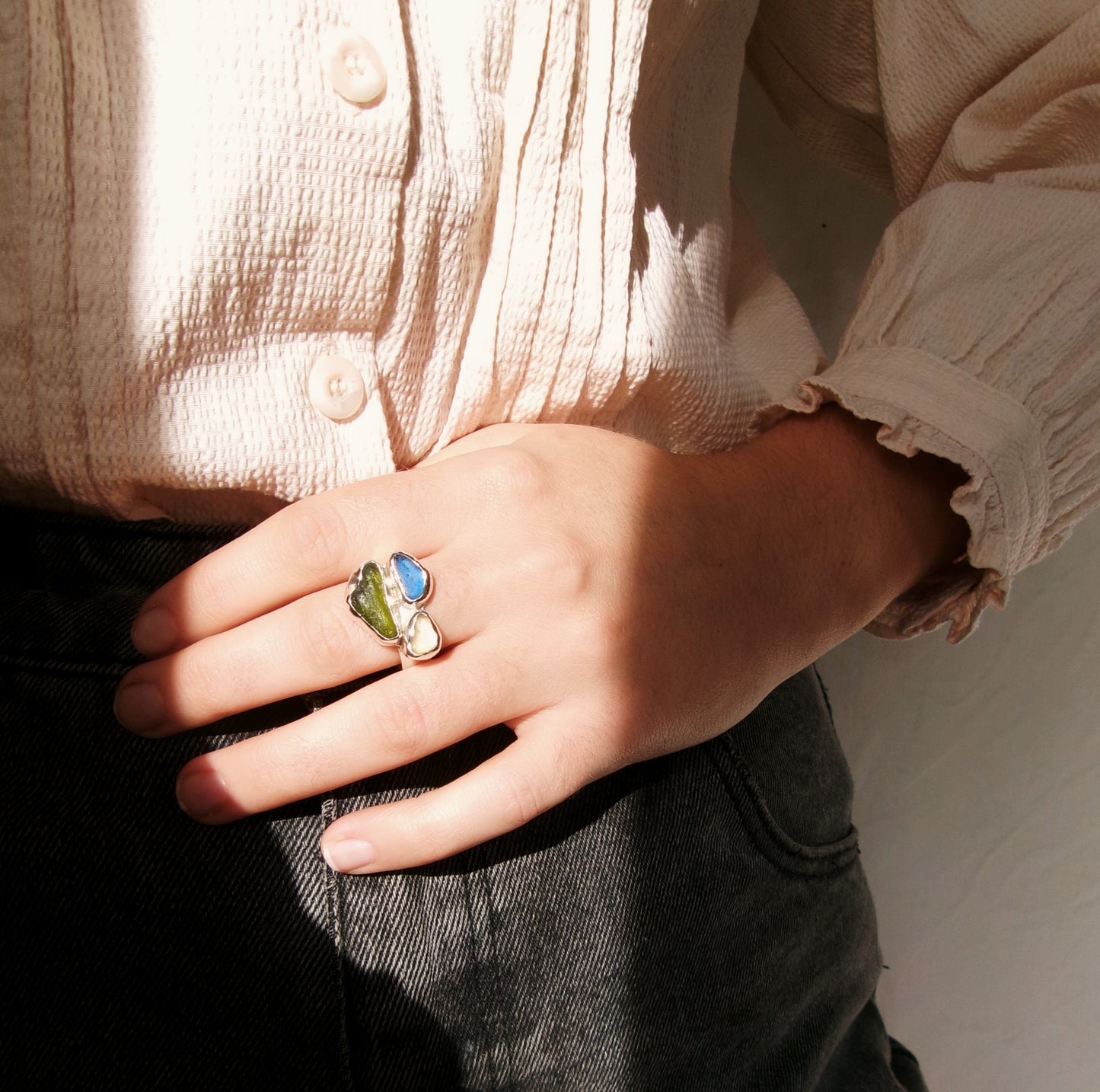 Seaglass Cluster Ring