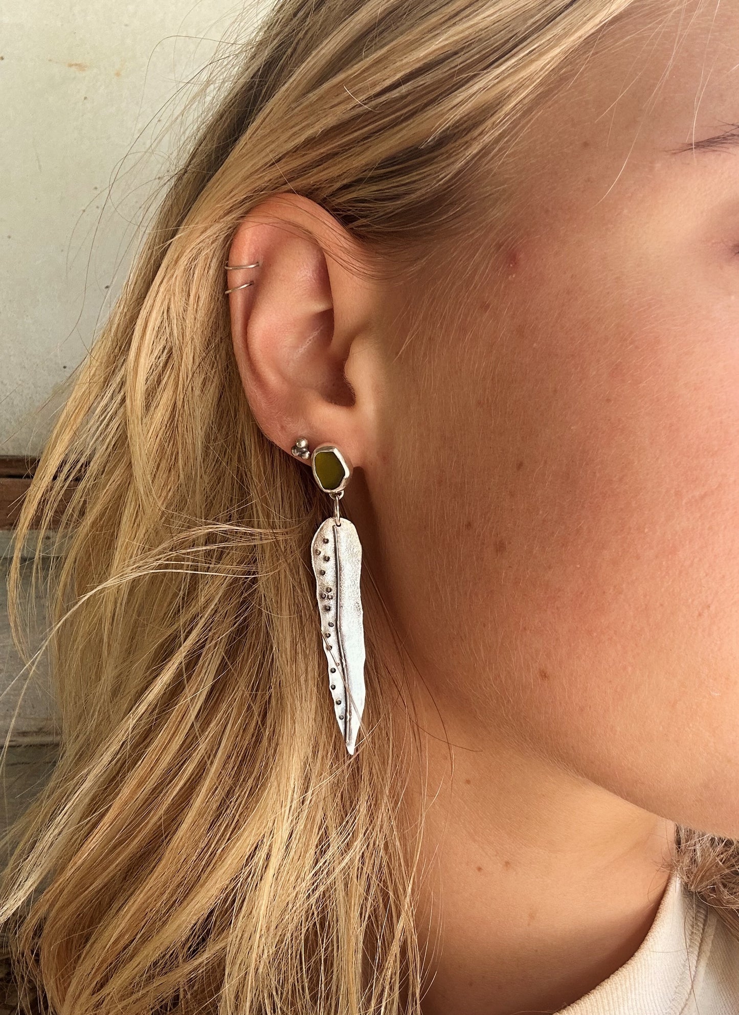 Gum leaf stud dangles